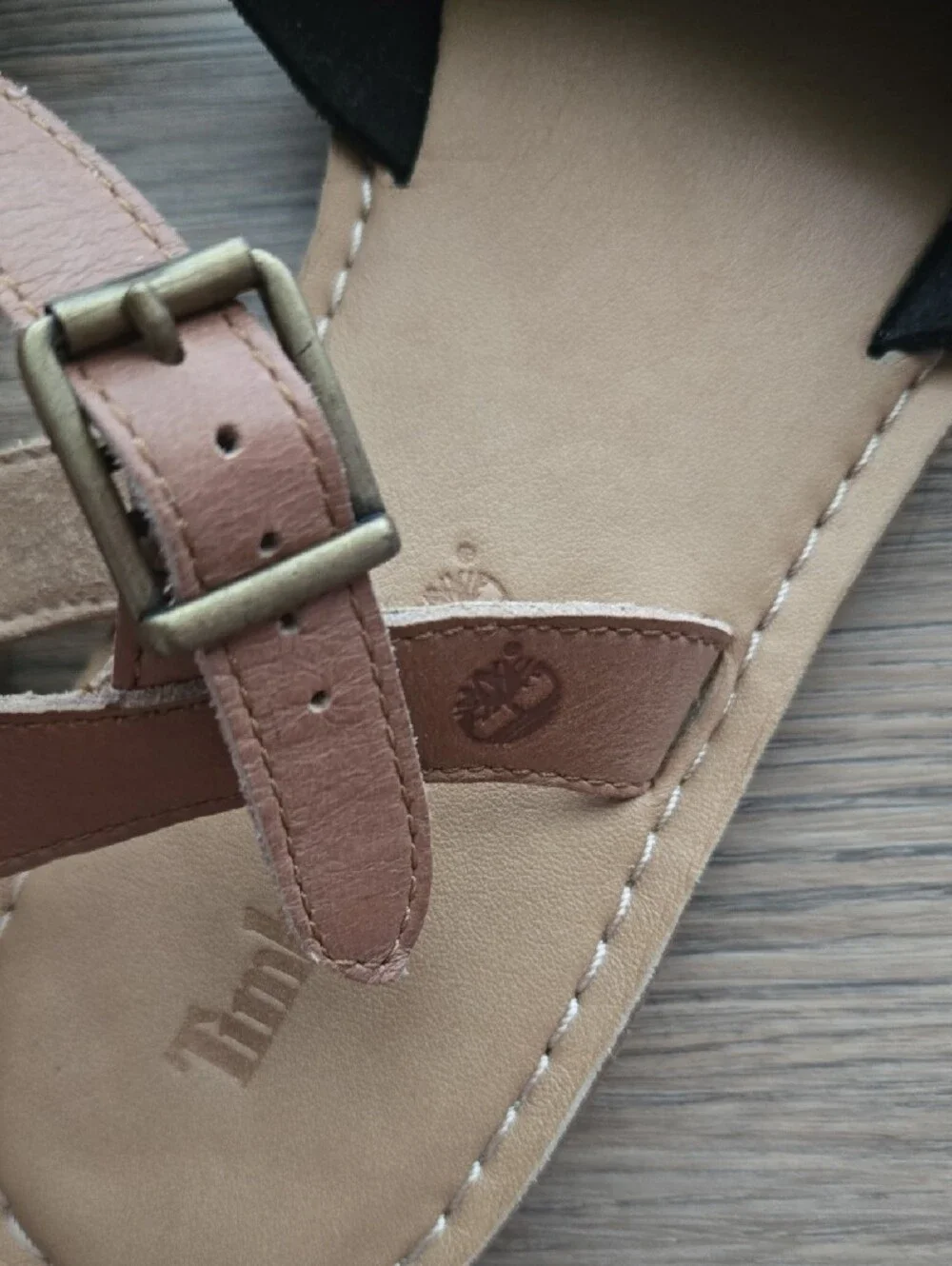 Timberland Black & Tan Women’s Open-Faced Ankle-Strap Sandals